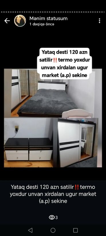 Digər ev dekoru: Yataq desti 120 azn satilir‼️termo yoxdur unvan xirdalan ugur market
