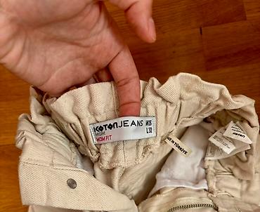 Şalvarlar: Koton Jeans markasına məxsus, mom fit modelində, bej rəngdə şalvar — 3