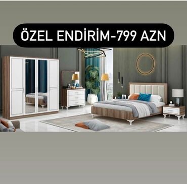 Yataq otağı dəstləri: İkinəfərlik çarpayı, Dolab, Termo, 2 tumba, Azərbaycan, Yeni — 9