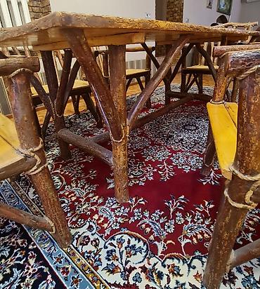 tebi bal: Goyüş ağacindan yemək dəsti - Komplekt: 1 ədəd düzbucaqlı masa + 6 — 5