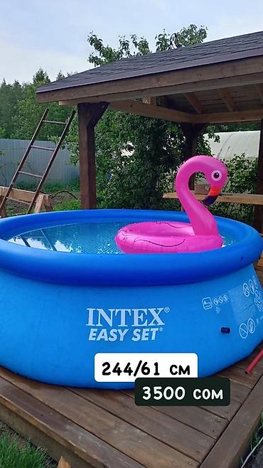 Надувной каркасно-надувной бассейн Intex Easy Set. - Диаметр: 244 см lalafo.kg да Надувной каркасно-надувной бассейн Intex Easy Set. - Диаметр: 244 см