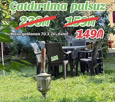 açılan masa: Məhsul: Açıq hava üçün qatlanan stol və 6 ədəd plastik stul dəsti - — 1