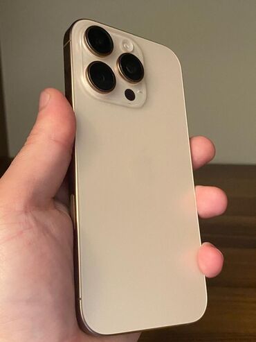 Apple iPhone: IPhone 16 Pro, 128 GB, Desert Titanium, Zəmanət, Barmaq izi, Face ID