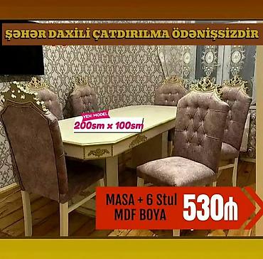 Masa və oturacaq dəstləri: Qonaq otağı üçün, Yeni, Açılmayan, Dördbucaq masa, 6 stul -da lalafo.az — 22 Masa və oturacaq dəstləri: Qonaq otağı üçün, Yeni, Açılmayan, Dördbucaq masa, 6 stul — 22