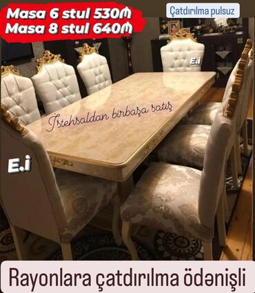 İkimərtəbəli uşaq çarpayıları: *Masa dəsti / Masa 6stul 530 Azn💥* ENDİRİM ✔️Masa MDF, Maşın boyası