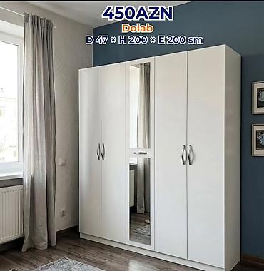 koridor dolapları: Ağ rəngli 5 qapılı paltar dolabı - Ölçülər: D 47 × H 200 × E 200 sm - — 1