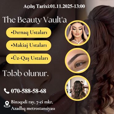 tap iş elanları: The Beauty Vault-a ustalar tələb olunur. Açılış tarixi: 01.11.2025 –