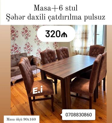 tek stul: Qonaq otağı üçün, Yeni, 6 stul