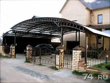 Навесы: Навес, Арочный, Металл, Поликарбонат, Установка — 11