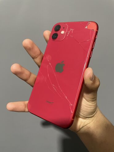 телефоны poco m5: IPhone 11, Колдонулган, 64 ГБ, Кызыл, Коргоочу айнек, Каптама, 64 %