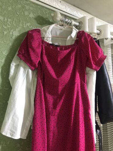 розовое: Повседневное платье, Лето, Длинная модель, XL (EU 42)