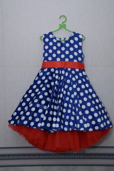 платья рубашки с фатином: Детское платье, цвет - Синий, Б/у