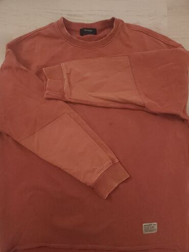 мужской свитер: Кофта оранжевая, джинсовая текстура, корейская