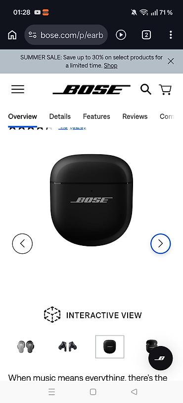 Qulaqcıqlar: İşlənmiş Simsiz (Bluetooth) Qulaqcıqlar, Bose, rəng - Qara — 2