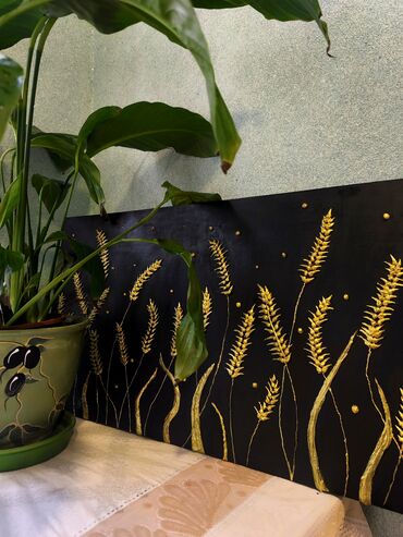 Şəkillər, tablolar: Əl işim dekorativ tablo – “Qızılı sünbüllər” - Texnika: akril boya və — 5