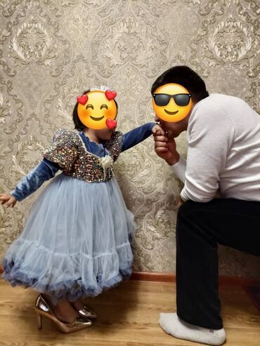 школьная форма новая: Детское платье, цвет - Голубой, Б/у