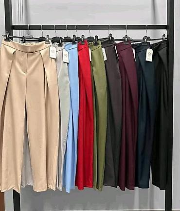 enter pantalone: Ženske elegantne pantalone sa visokim strukom i širokim nogavicama - — 4
