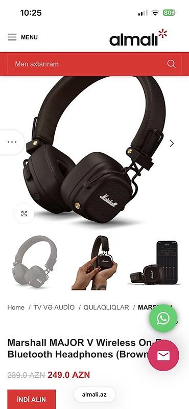 marshall major 5: İşlənmiş Simsiz (Bluetooth) Qulaqcıqlar, Marshall, rəng - Qəhvəyi — 2