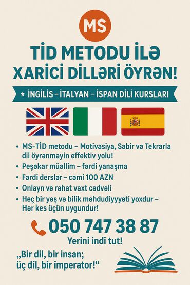 Xarici dil kursları: Bir dili öyrənmək insanı genişləndirir, düşüncəni zənginləşdirir. Mən