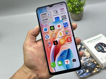 Уюлдук телефондор жана аксессуарлар: Oppo A18, Колдонулган, 128 ГБ, түсү - Көгүлтүр, 2 SIM — 2