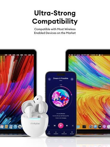 Qulaqcıqlar: Yeni Simsiz (Bluetooth) Qulaqcıqlar, Lenovo, rəng - Boz — 11