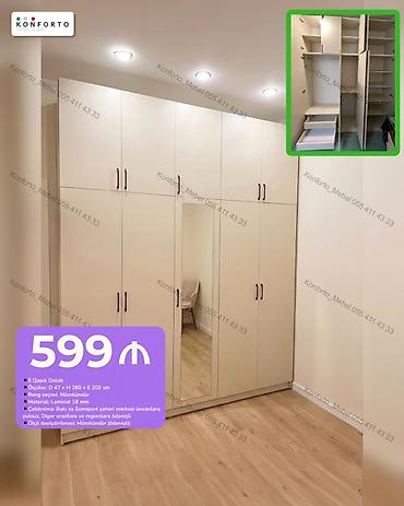 Düz dolab, Yataq otağı üçün, Paltar üçün, Açılan, Korpuslu, 5 qapı