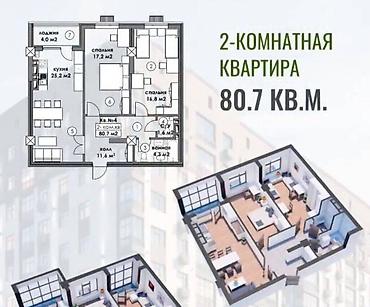Продажа квартир: 3 комнаты, 81 м², Элитка, 8 этаж, ПСО (под самоотделку) — 6