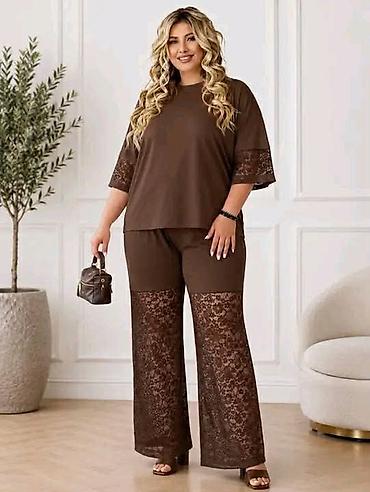 bata rs: Damski komplet za punije dame – bluza i pantalone sa čipkanim — 2