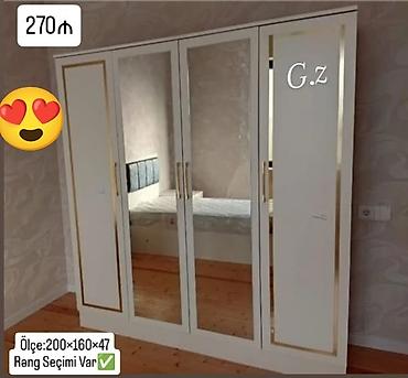 Ağ rəngli 4 qapılı dolab - Ölçü: 200 × 160 × 47 sm (şəkildə
