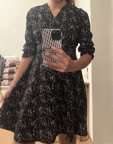 черное короткое платье: Повседневное платье, Лето, Короткая модель, 2XL (EU 44)