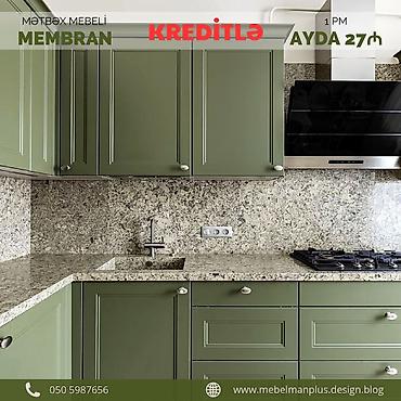Sifarişlə mebel: Sifarişlə mətbəx dəsti, Özü çəkən petlələr, Sadə laminat, Kredit var, Pulsuz çatdırılma — 3