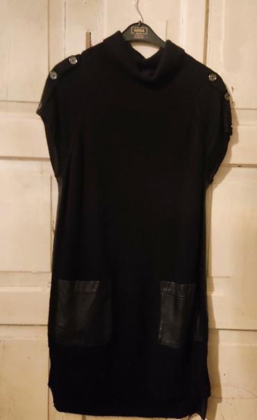svitir: Qara trikotaj tunik-sviter - Model: qolsuz/kapışon­suz, geniş kəsim — 1