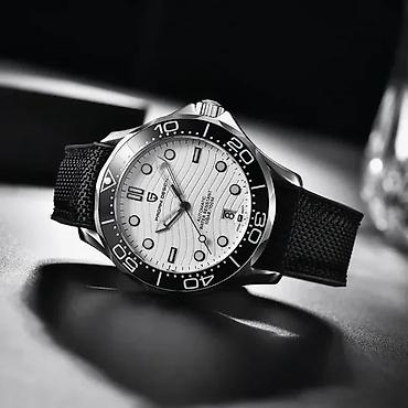 Ručni satovi: PAGANI DESIGN PD-1685 - 42mm - Bela - Omega Homage Potpuno nov muški — 11