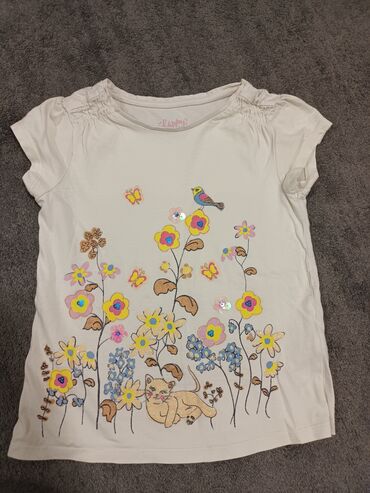 T-shirts: Round neck, Short sleeve, Floral, 122-128
