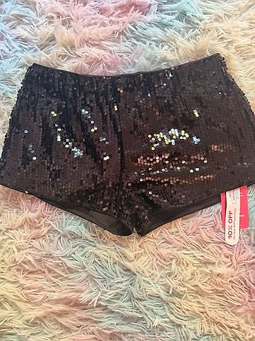 mango suknje: Šorts sa šljokicama – crni, mini kroj - Materijal: spolja puni sloj — 1