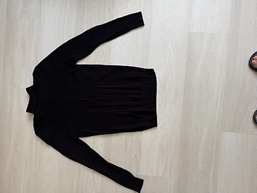 palto qara: Qara rəngli kişi sviteri - Model: nazik toxunuşlu, uzunqol — 1