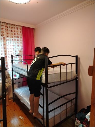 İkimərtəbəli uşaq çarpayıları: Oğlan və qız üçün, Çarpayı, Matrassız, Siyirməsiz, Dəmir — 8