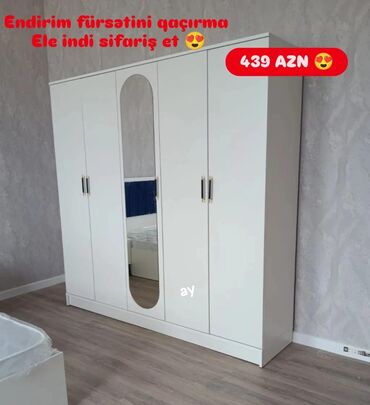 Dolablar: Yeni, Açılan, 5 qapı Düz dolab, Qarderob, paltar dolabı, Azərbaycan