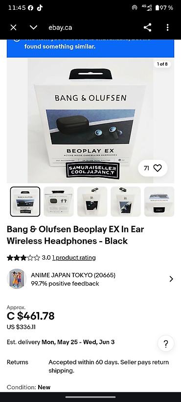 qulaqciq: Yeni Simsiz (Bluetooth) Qulaqcıqlar, Bang & Olufsen, rəng - Qara — 1