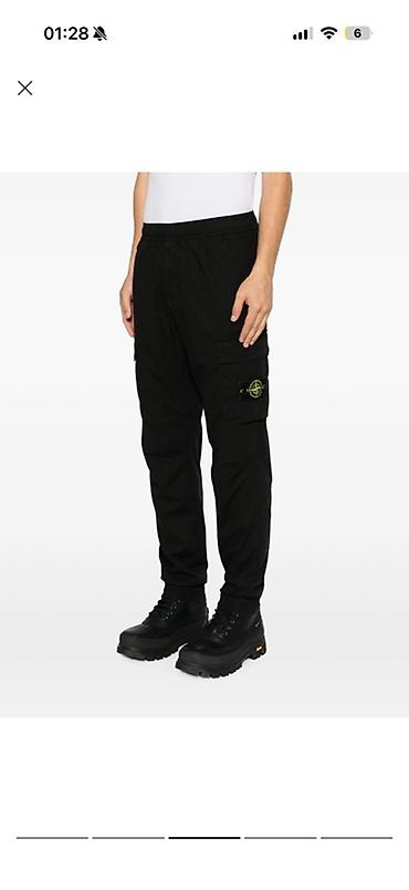 Брюки: Мужские брюки-карго Stone Island, черные. - Лаконичный прямой крой с — 3