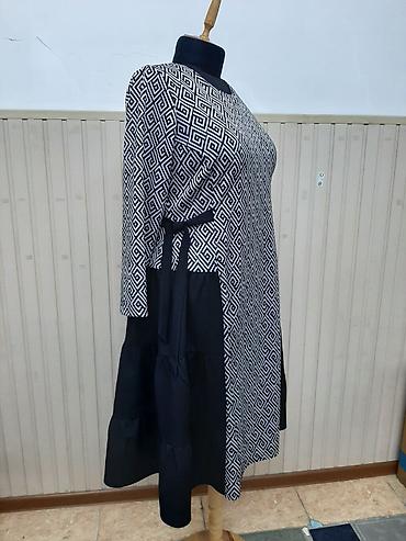 Платья женские, свободного кроя, 56р,800сом Модель 1: черно‑белое - at lalafo.kg Платья женские, свободного кроя, 56р,800сом Модель 1: черно‑белое -