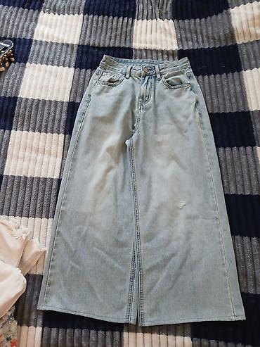 Mavi açıq rəngli cins ətək - Material: 100% denim (cins), yüngül və
