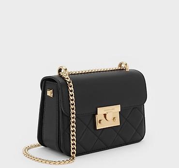 charles and keith: Классическая сумка, Материал: Натуральная кожа, Стеганая модель, Женские, Новый — 1