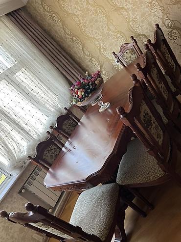 qoz: Klassik üslubda yemək otağı dəsti - Dəst: 1 ədəd iri düzbucaqlı masa — 1