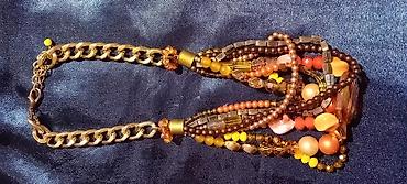 Ogrlice: Ručno rađene ogrlice – razni modeli - Set od zlatno‑braon perli — 48