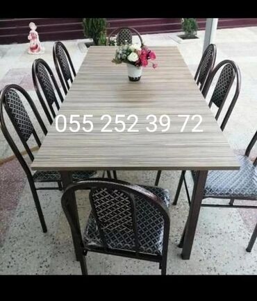 daraq desti: Для кухни, Для гостиной, Новый, Нераскладной, Прямоугольный стол, 6 стульев, Азербайджан