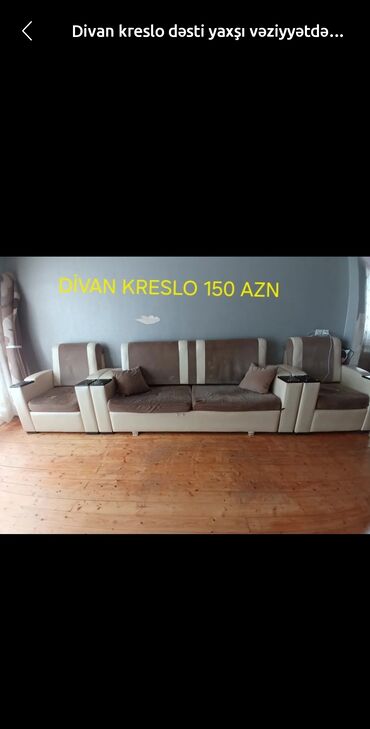 İşlənmiş, Divan, 2 kreslo, Bazasız, Açılan