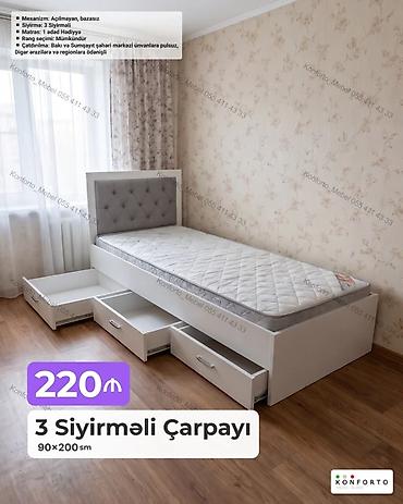 Ev və bağ: 3 siyirməli tək çarpayı – 90×200 sm Xüsusiyyətlər: - Mexanizm — 1