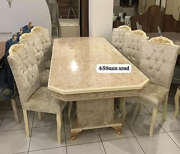 plasmas stular: Klassik üslubda yemək otağı dəsti - Dəst: 1 masa + 6 stul - Masa — 1