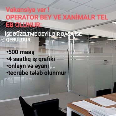 evdən operator işi: Çağrı mərkəzi operatoru tələb olunur, İstənilən yaş, Təcrübəsiz, Aylıq ödəniş